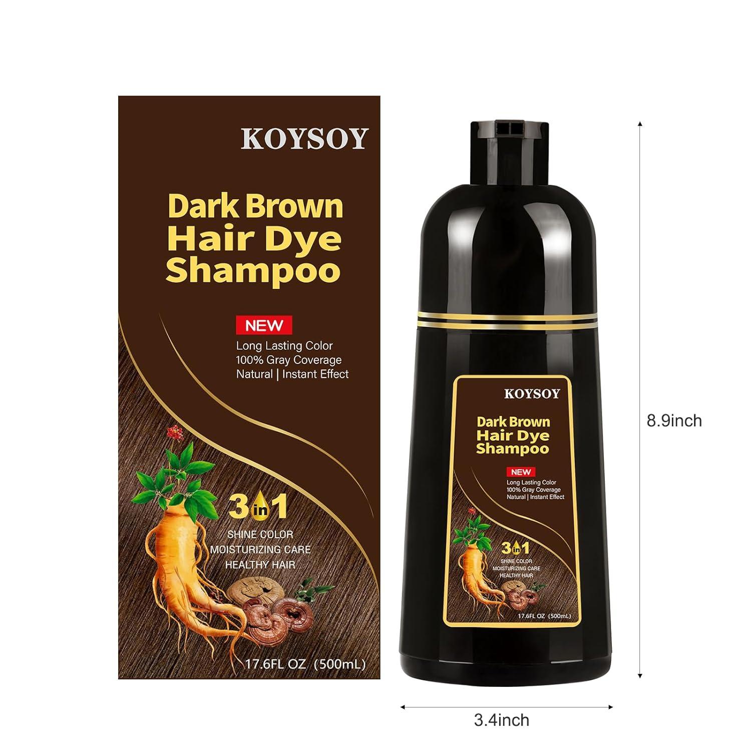Dark Brown Hair Dye Shampoo 3 in 1 | 100% Gray Coverage