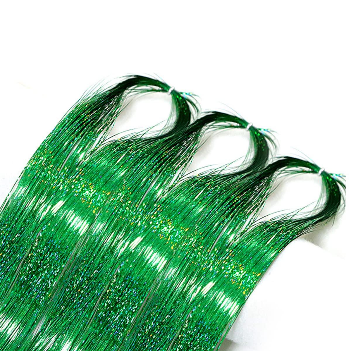 Tototoo Green Hair Tinsel 1500 Strands Fairy Hair 44 Inch Glitter Hair  Tinsel Strands Kit Heat Resistant Sparkling Shiny Hair Tensile Extensions  Bling Bling For Party(Green Color/1500 Strands)