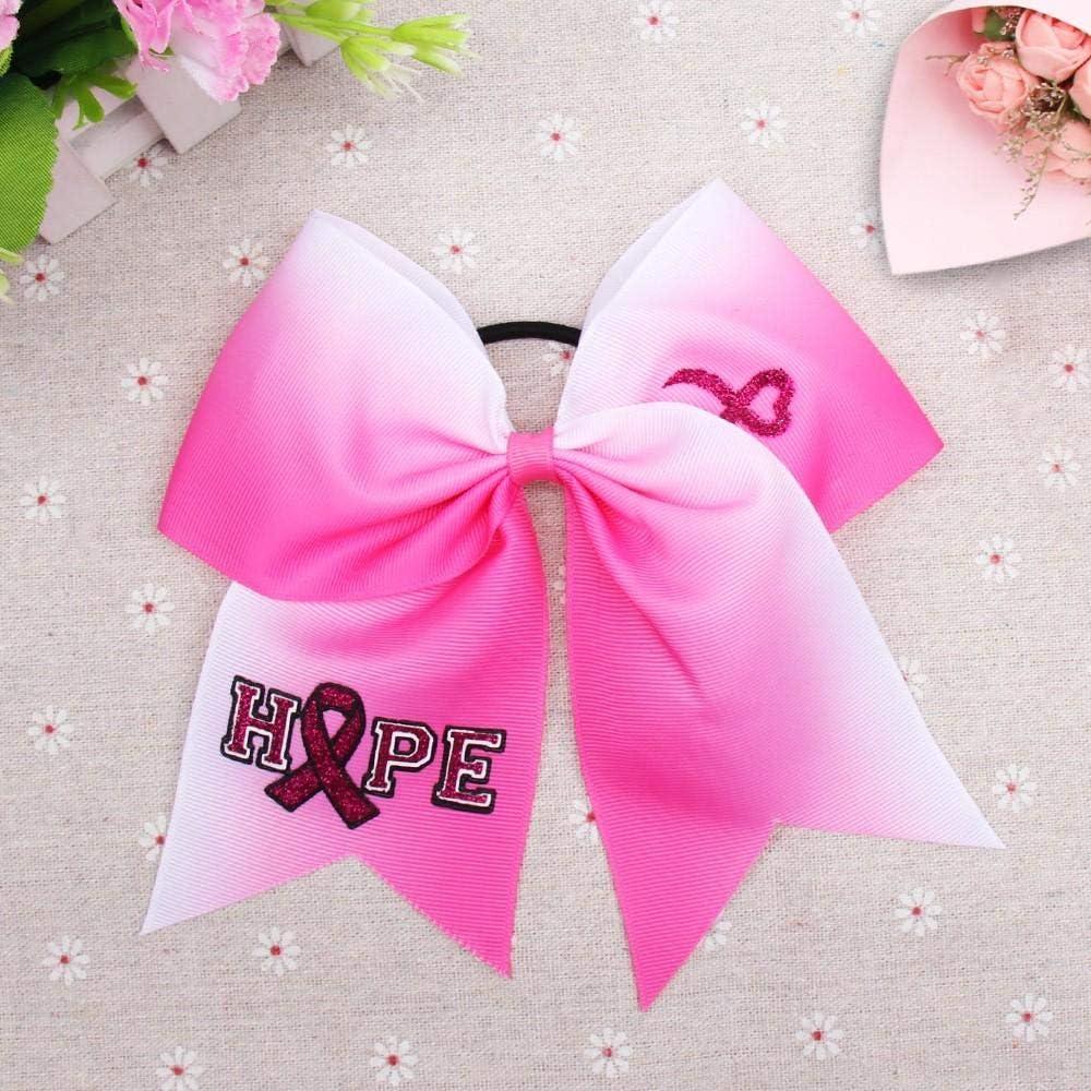 7 Inch Breast Cancer Awareness Cheerleader Bow Pink Ribbon Hair Bow  Ponytail Holder Elastic Cheerleader Hair Band Hair Accessories for for  Teens Women