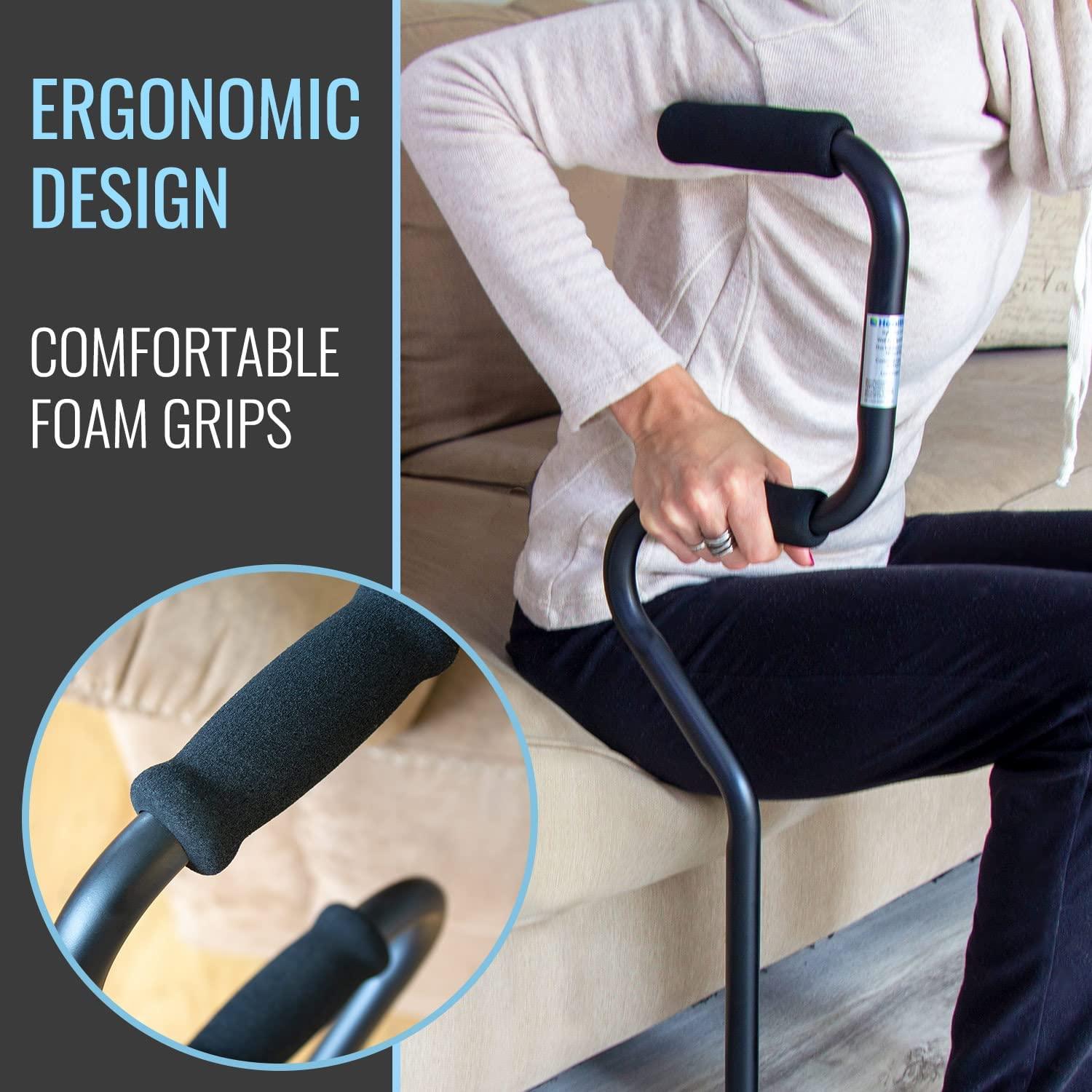 HealthSmart Quad Walking Cane with Foam Handles Adjustable Canes for