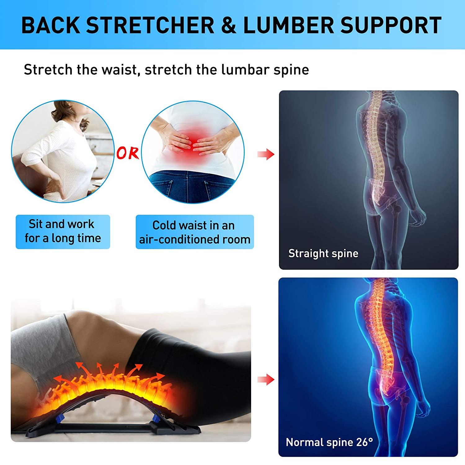 Back Stretcher Lumbar For Pain Relief Spine Aligner Deck Massager NEW  UPGRADED