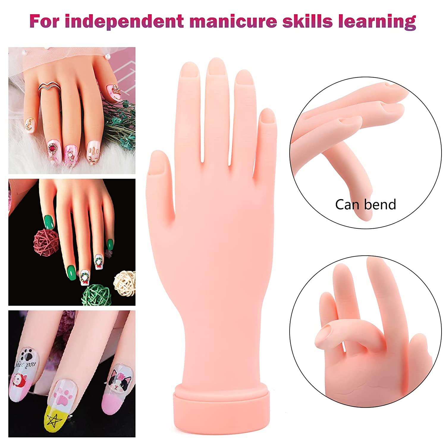 Nail Practice Hand for Acrylic Nails, Flexible Nail Hand Practice