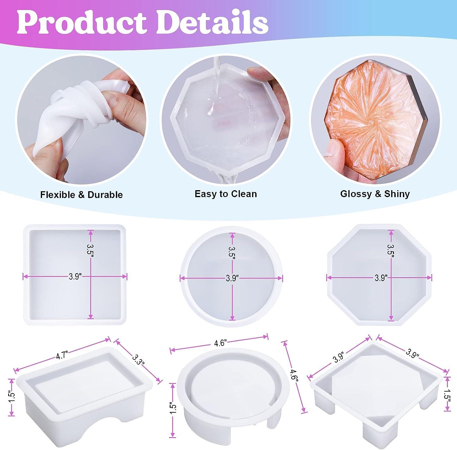 LET'S RESIN 18 Pcs Coaster Resin Molds Silicone, Coaster Molds with Round  Square Octagon Shape Holder Molds, Coaster Silicone Molds for Epoxy Resin,  DIY Art Craft Cup Mats