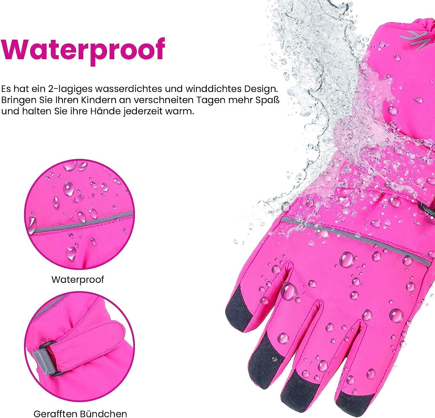 Kids Ski Gloves Waterproof Winter Warm Anti-Slip Snow Gloves