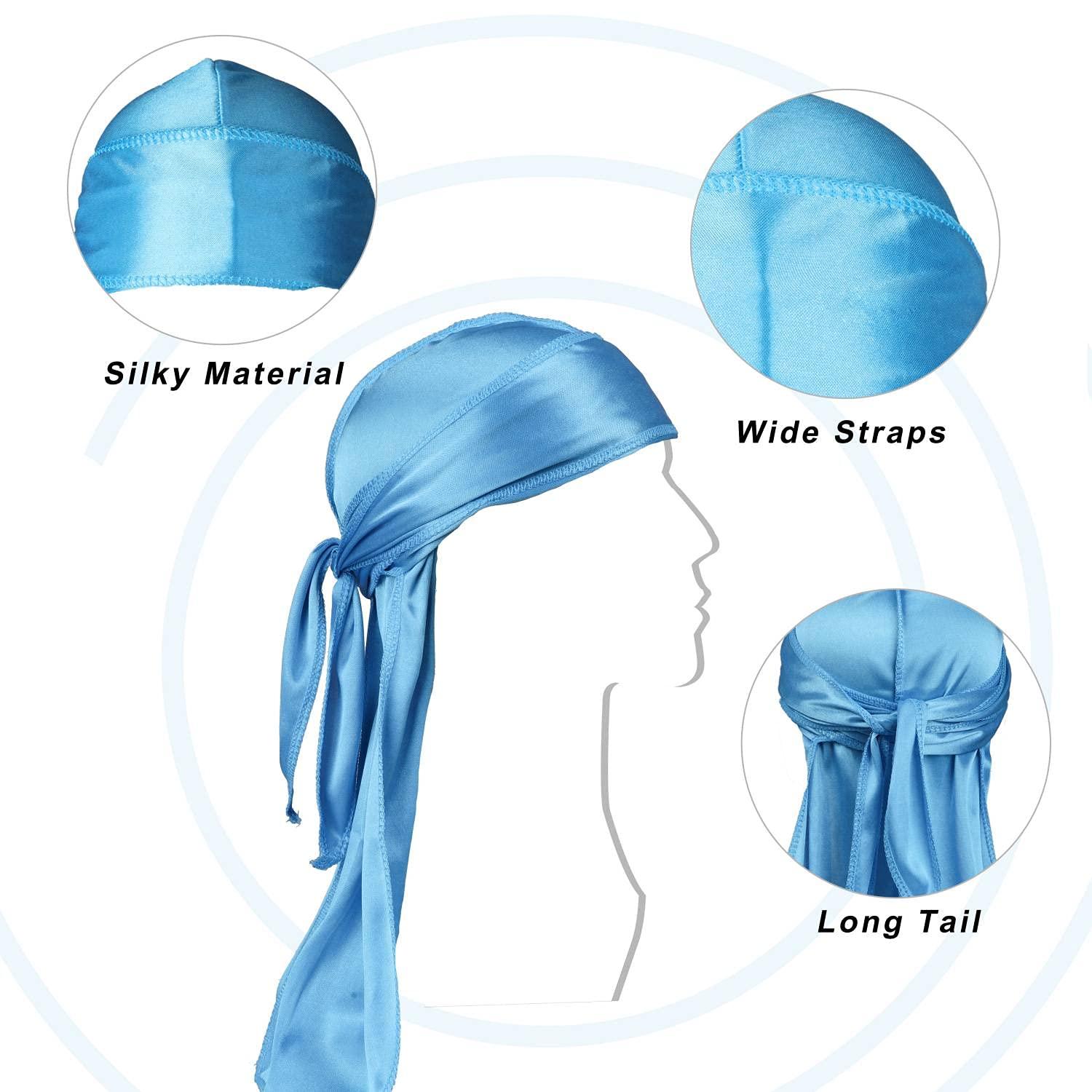  Silky Durag Waves 360 - Multiple Colors 360 waver Du Rag with  Long Tails and Quadruple Stitching - Smooth Silky Fabric for Comfort and  Compression (Light Blue) : Clothing, Shoes & Jewelry