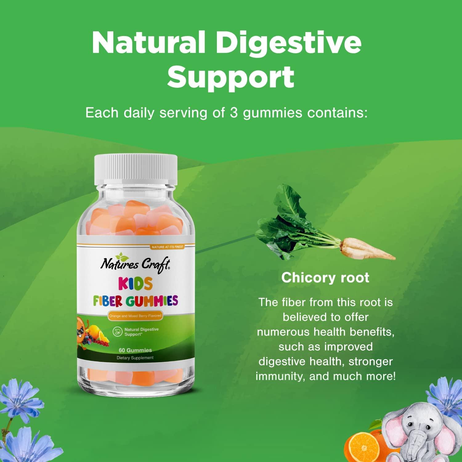 Kids Fiber Gummy Prebiotics Supplement Soluble Fiber Gummies for Kids