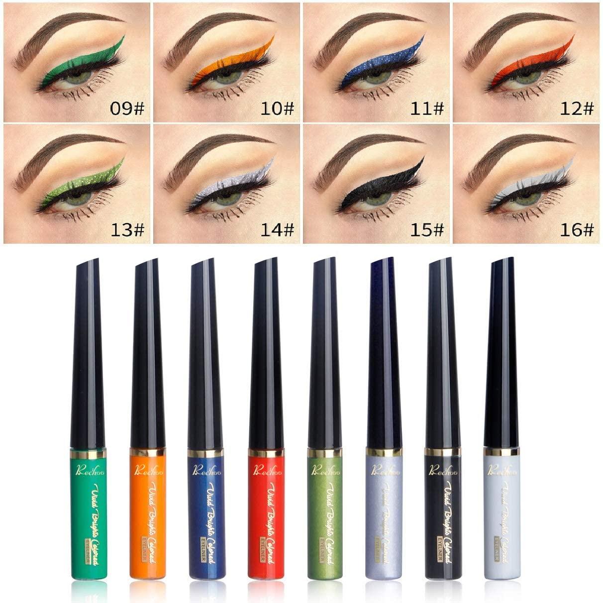 Go Ho 16 Colors Water Activated Eyeliner Palette,Highly Pigmented Brig
