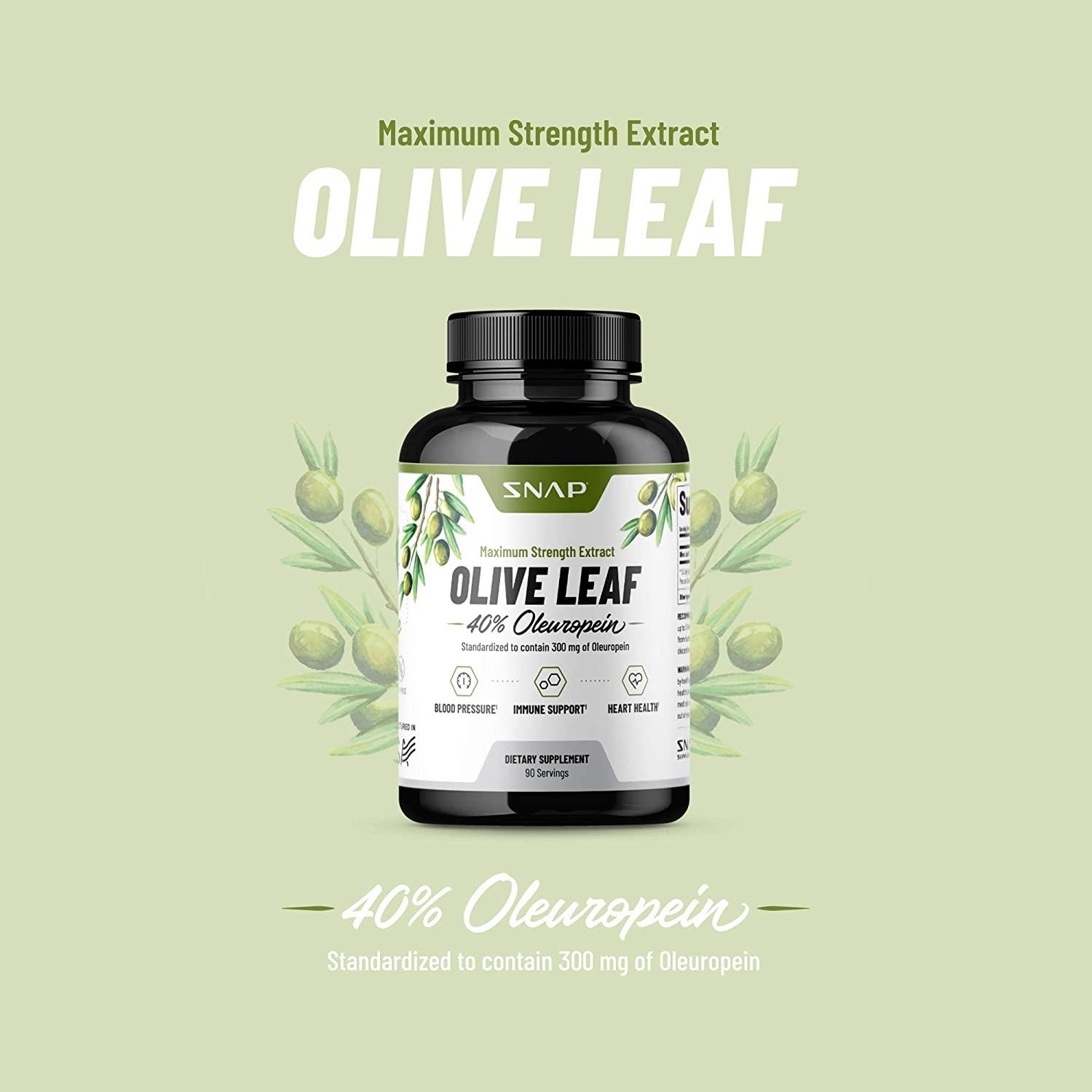 Olive Leaf Extract Capsules Super Strength 40 Oleuropein for Blood