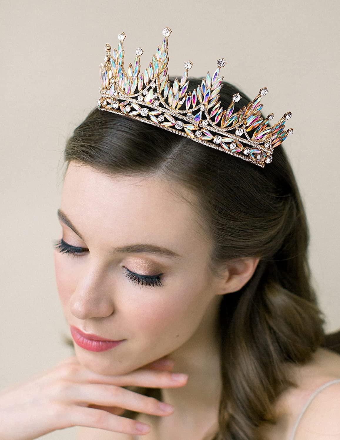 SWEETV Tiaras and Crowns for Women, Wedding Tiara for Bride, Rhinestone Queen Crown, Crystal