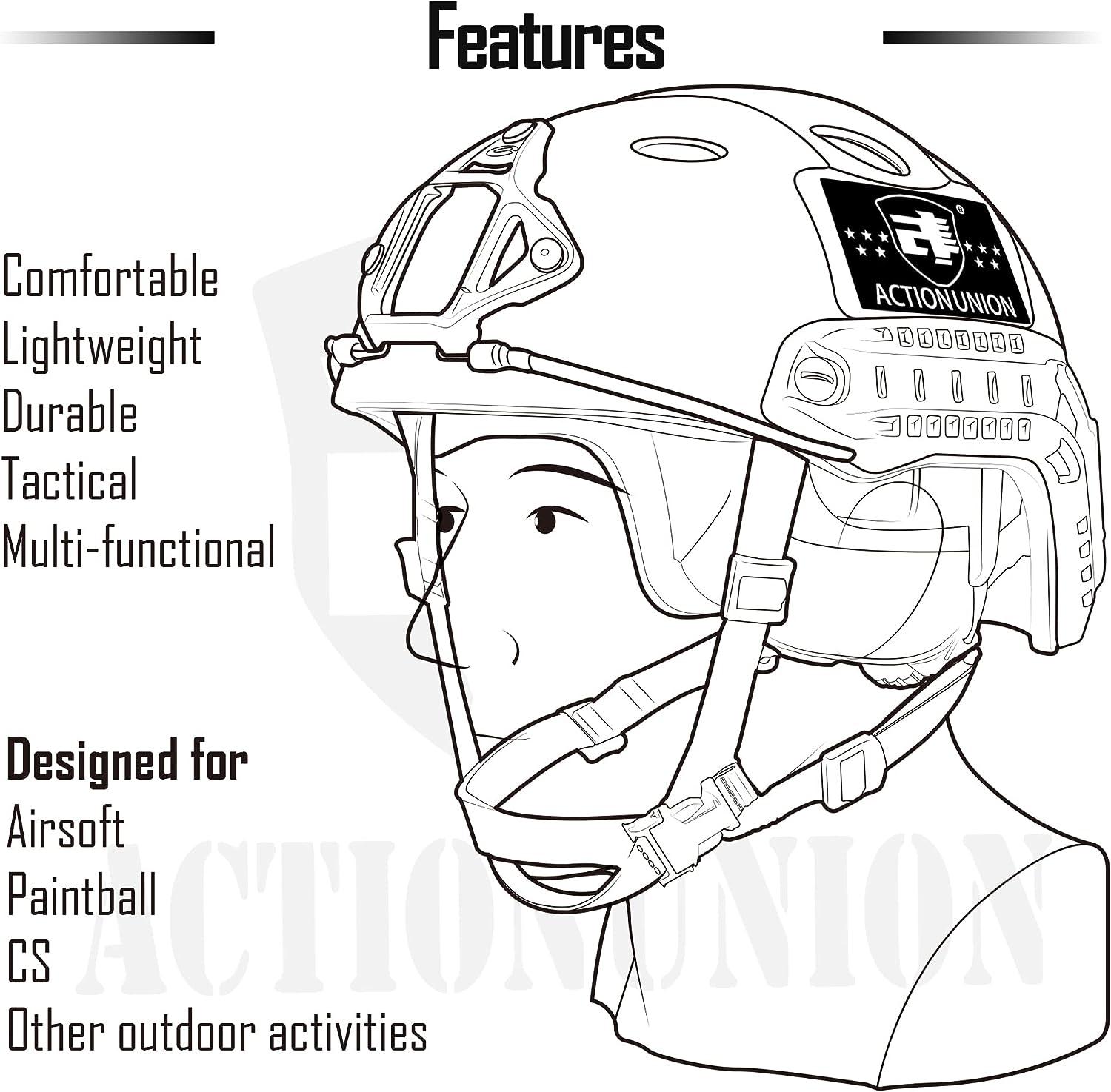 ACTIONUNION Airsoft Fast Helmet Pro Set PJ Type Tactical Paintball