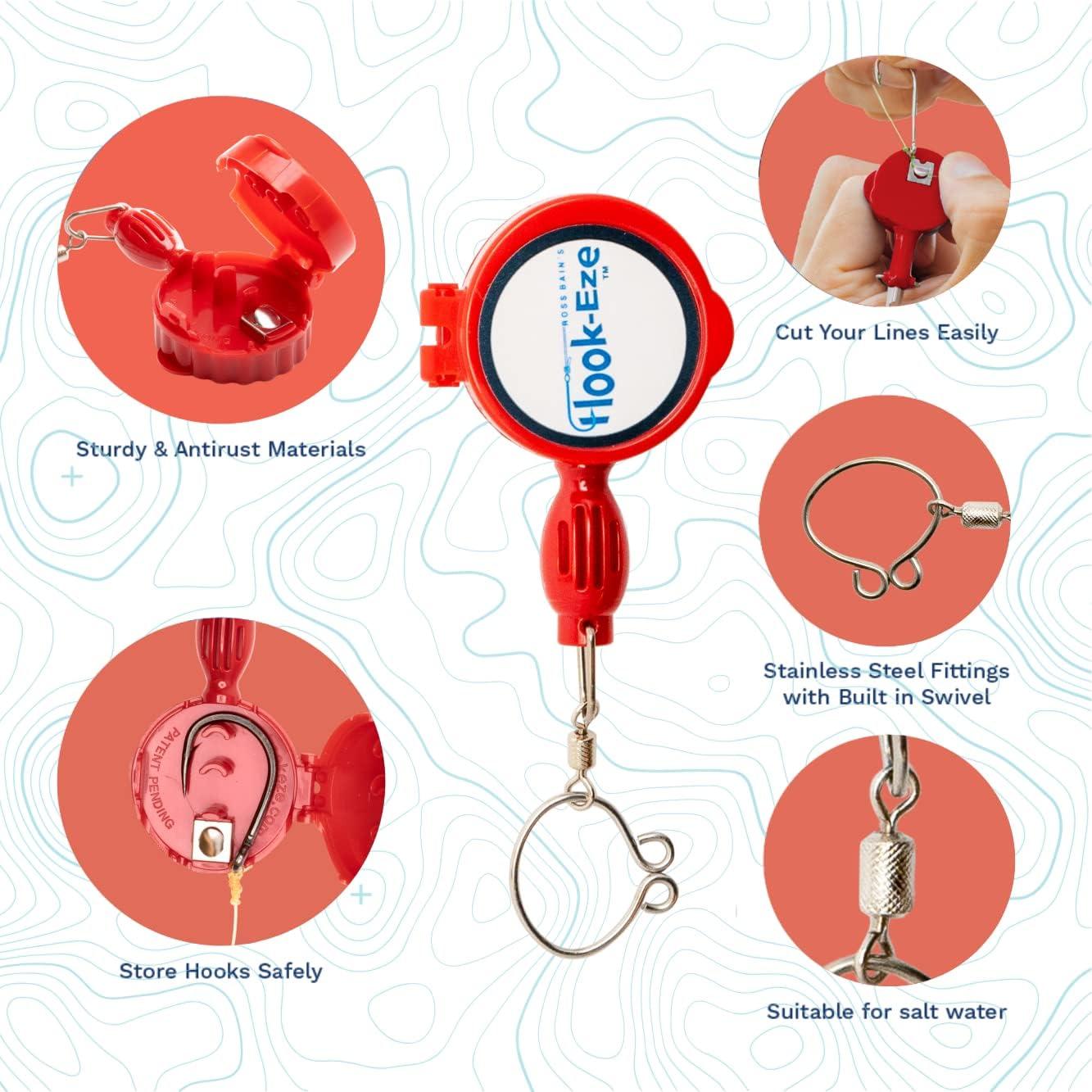HOOK-EZE Fishing Knot Tying Tool - Fishing Accessories for tieing Fishing  line to Fishing Hooks - Cover Sharp Hooks Fishing Equipment to tie Knots  Quick - for Fly Fishing Accessories Red