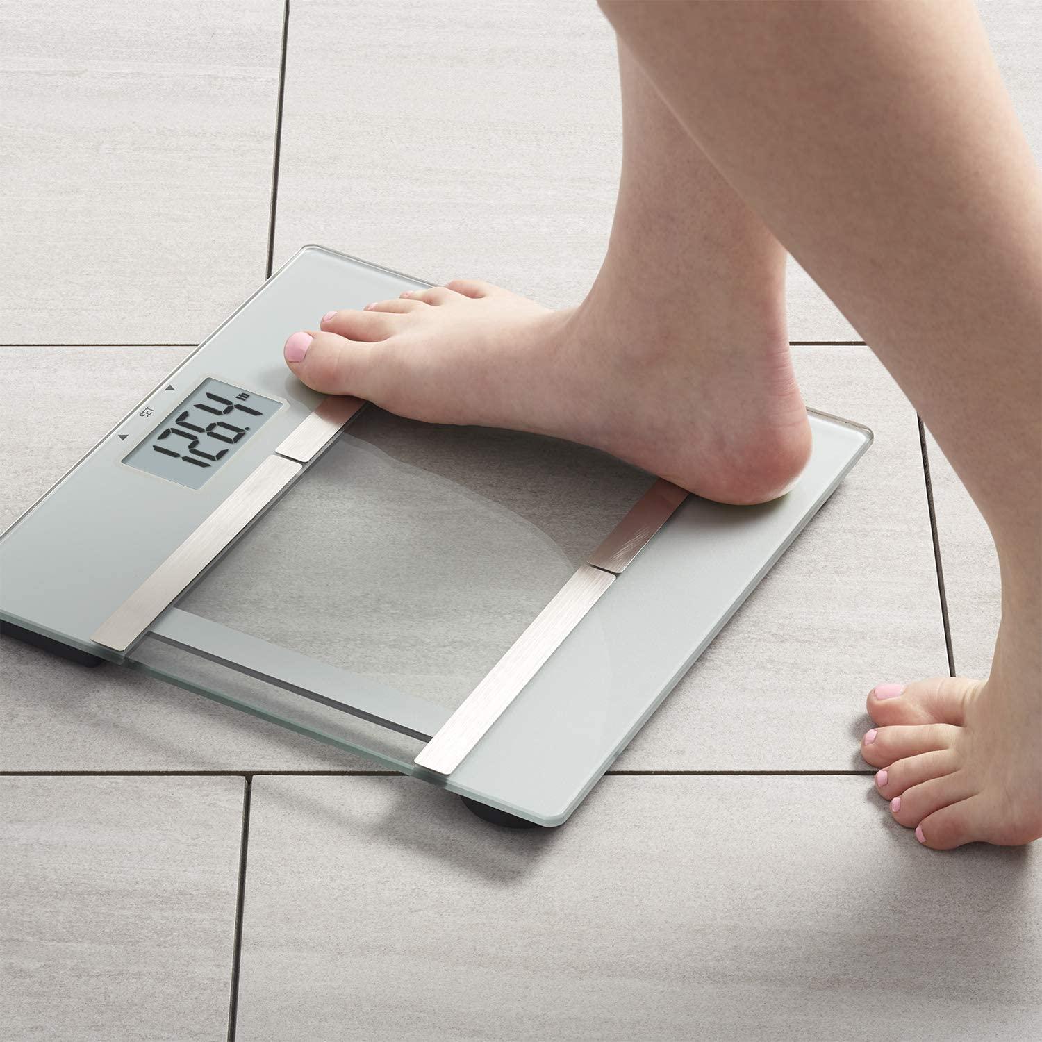 InstaTrack Digital Bathroom Scale with Body Fat/BMI Monitoring & Athlete Mode - Silver | One ...