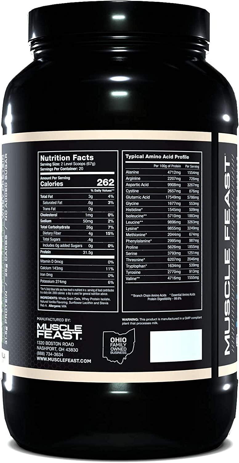 Muscle Feast Oats + Isolate Vanilla Gluten Free Grass Fed Hormone