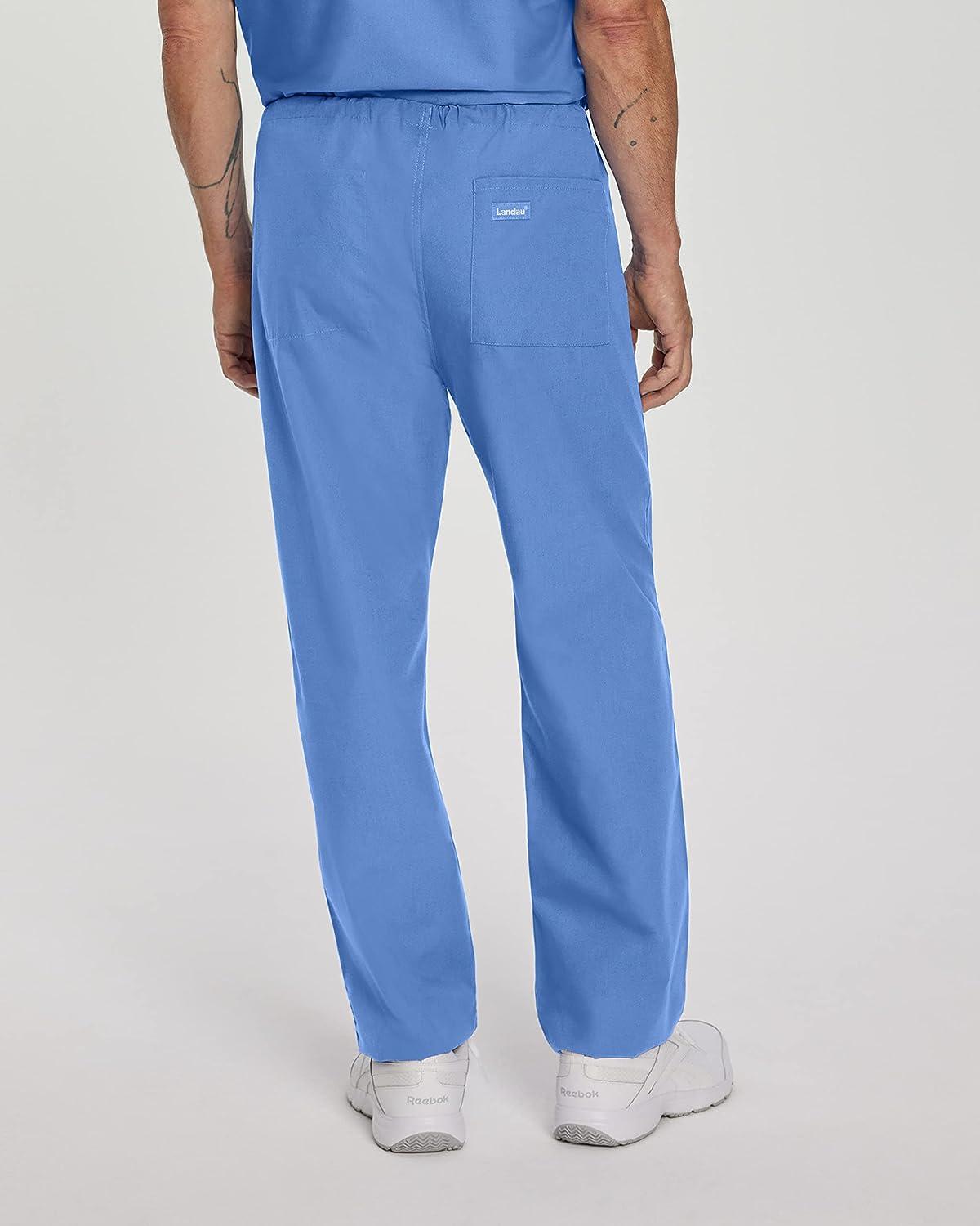 Landau Essentials Unisex Relaxed Fit 1-Pocket Drawstring Scrub Pants 7602  XX-Large Ceil Blue
