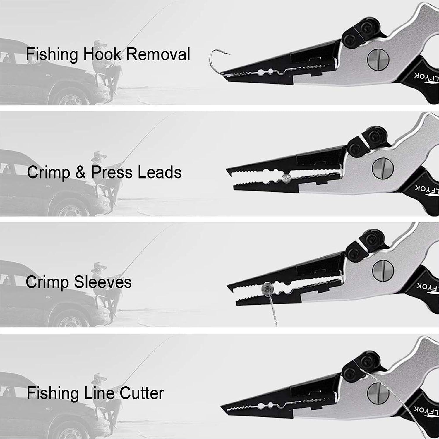 Bronze Times Aluminum Fishing Pliers Saltwater, Split Ring Pliers Fishing  Hook Remover, Stainless Steel Fishing Line Cutters, Fishing Multitool with  Sheath and Lanyard Black