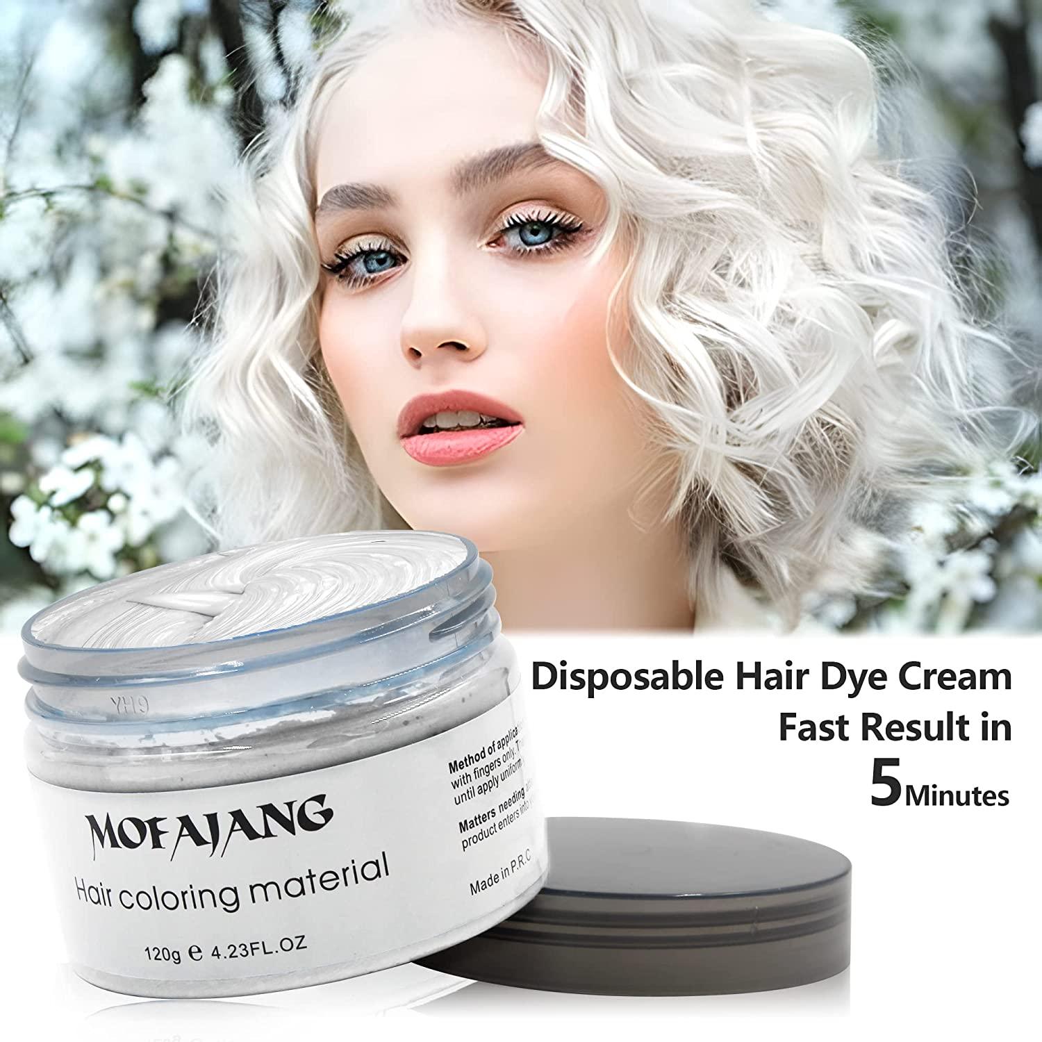 White Hair Color Wax Pomades  oz - Natural Hair Coloring Wax Material  Disposable Hair Styling Clays Ash for Cosplay Party (White)  Ounce  (Pack of 1) 03 White
