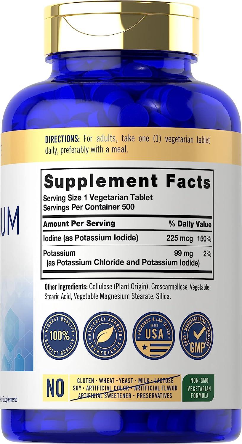 Potassium 99mg Plus Iodine 500 Vegetarian Tablets NonGMO and