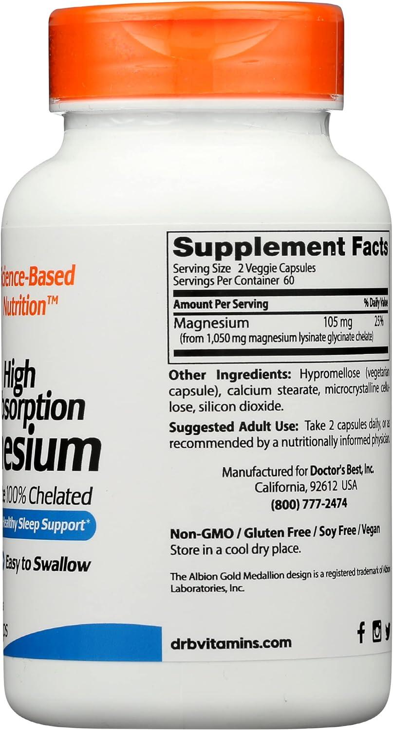 Doctor's Best High Absorption Magnesium Glycinate Lysinate 100