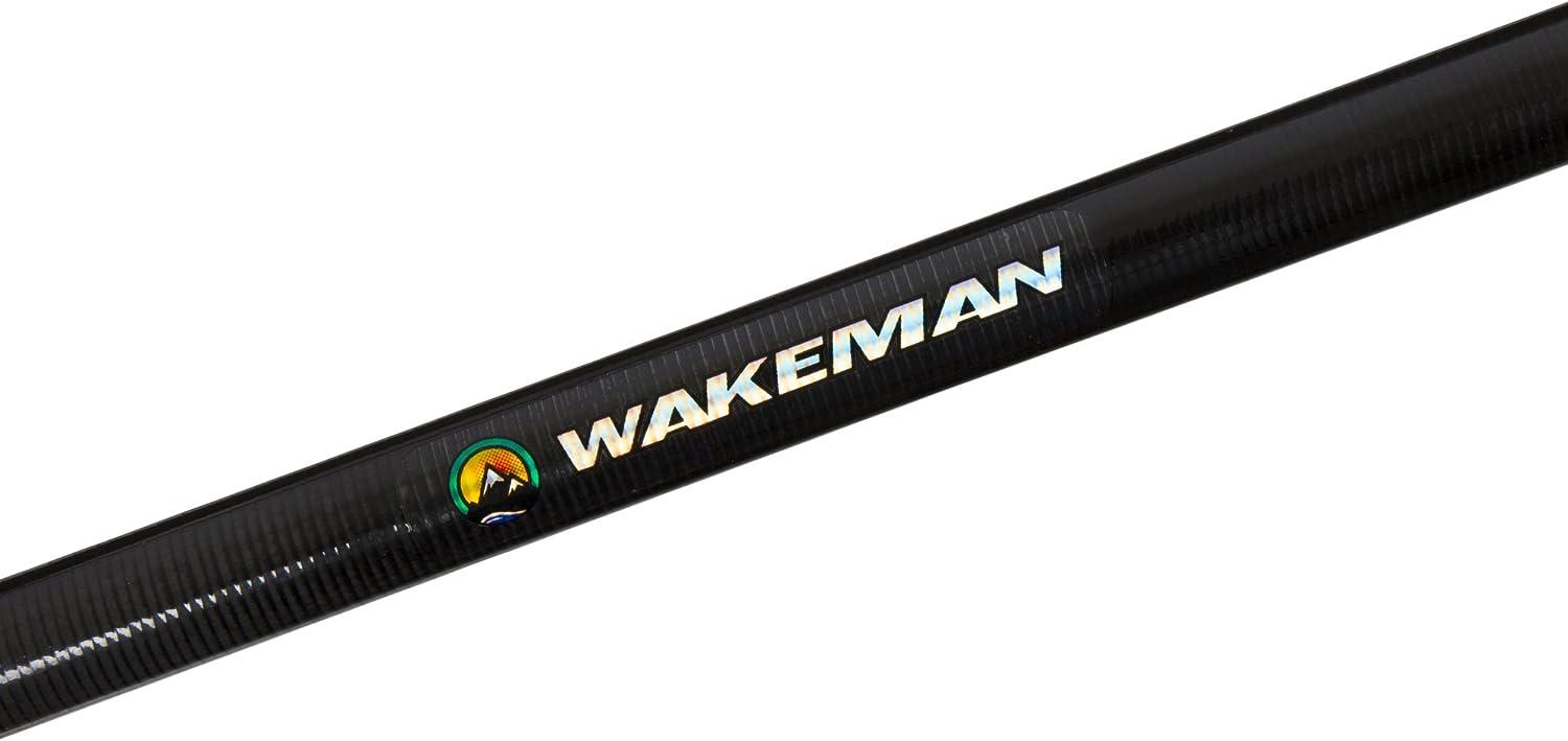Fiberglass Fishing Rod Portable Telescopic Pole with Size 20 Spinning Reel  - Fishing Gear for Ponds, Lakes, and Rivers by Wakeman (Black)