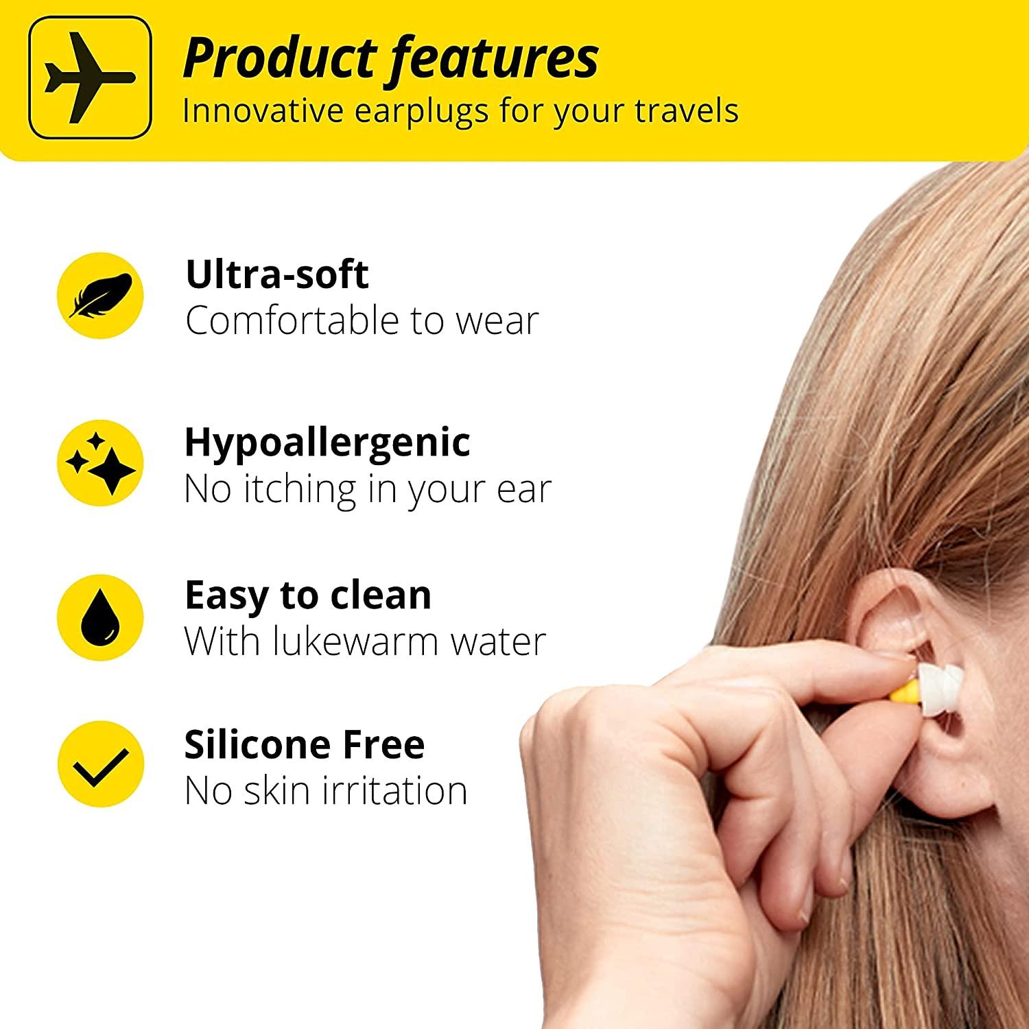 Alpine FlyFit Airplane Pressure Relief Earplugs 100x Reusable Hygienic Flying Plugs for Adults