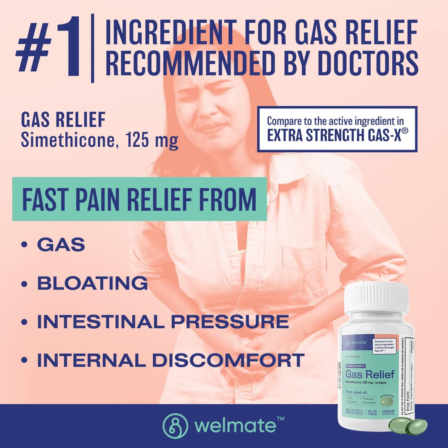 WELMATE Gas Relief Simethicone 125mg Softgels Extra Strength