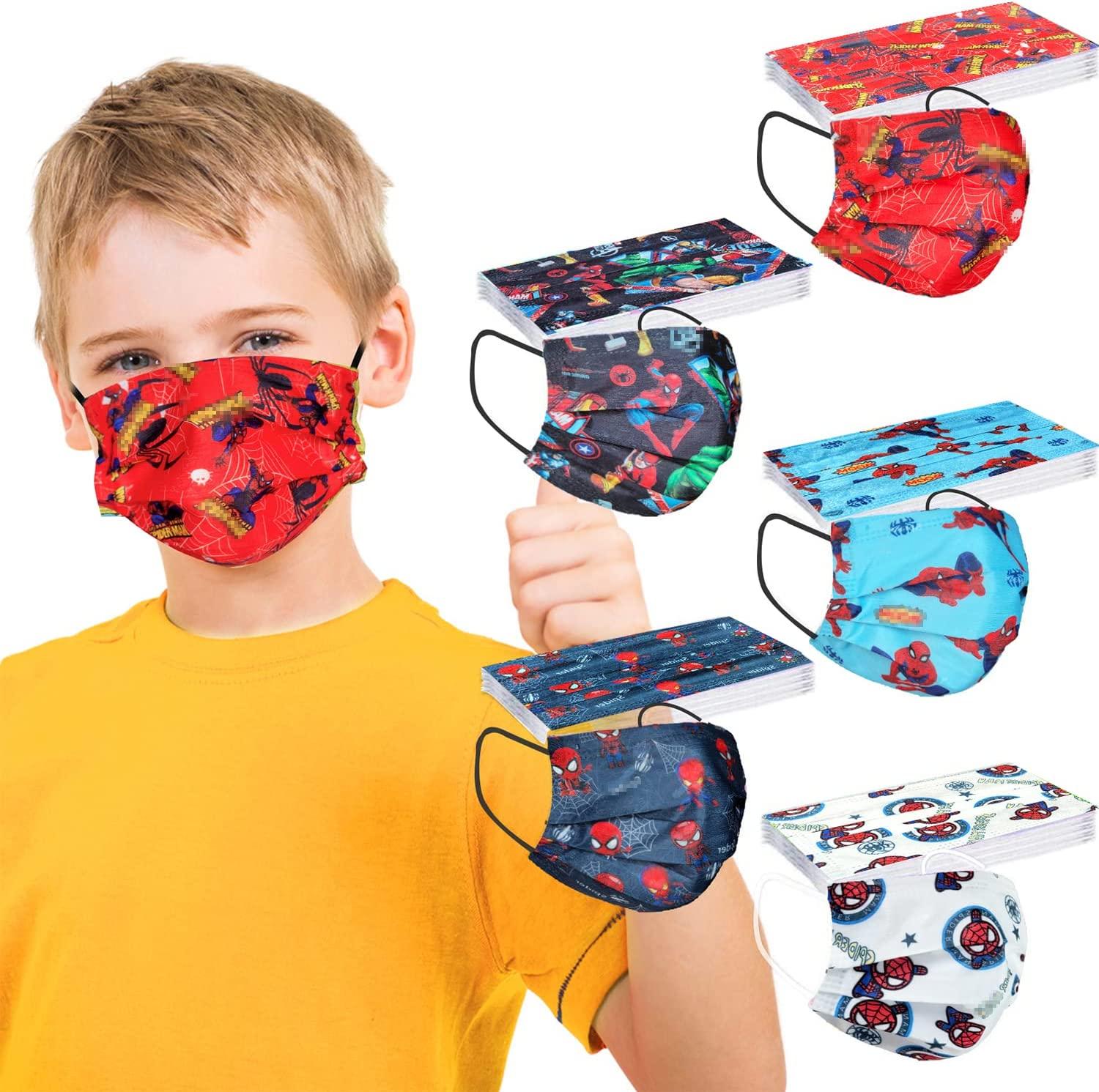 CCSTAR 50PCS Kids Disposable Face Masks Boys Girls 3Ply Earloop Back