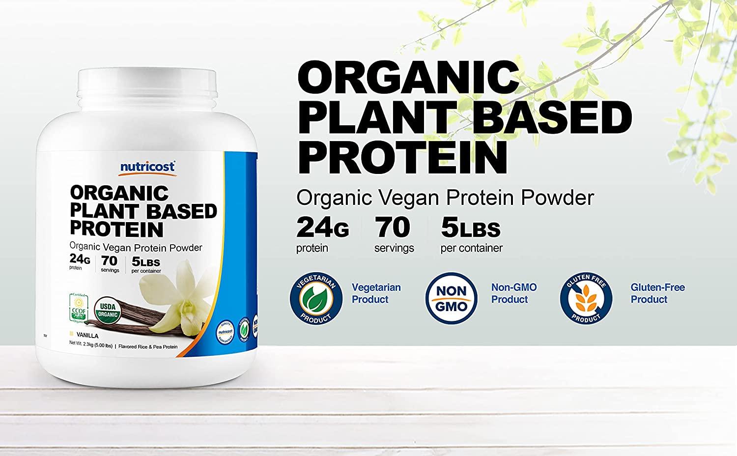 Nutricost Organic Vegan Protein Powder (Vanilla, 5 LBS) Plant Based