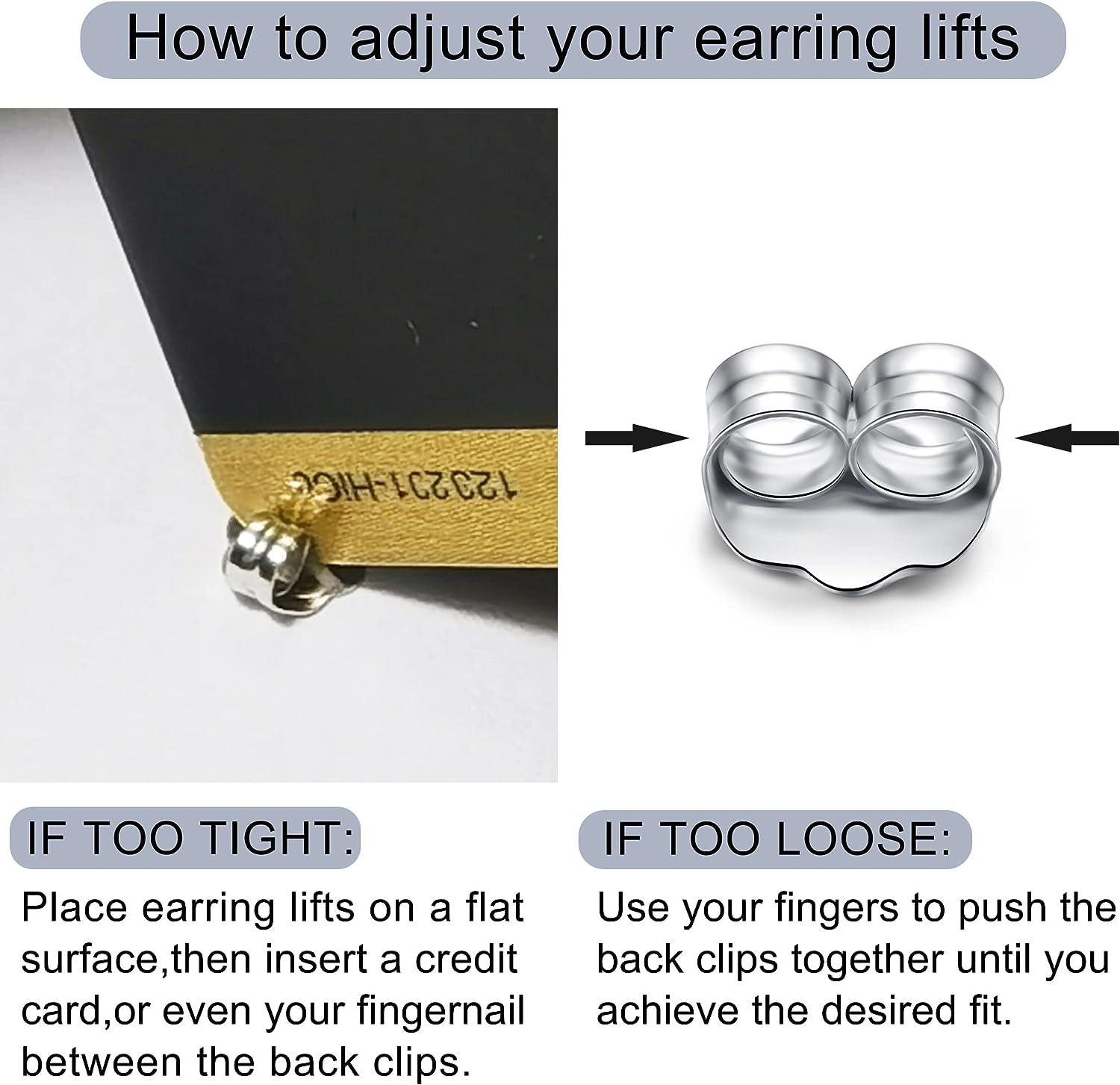 Silicone Slider Earring Backs (Mushroom) 14K White Gold (Pair)