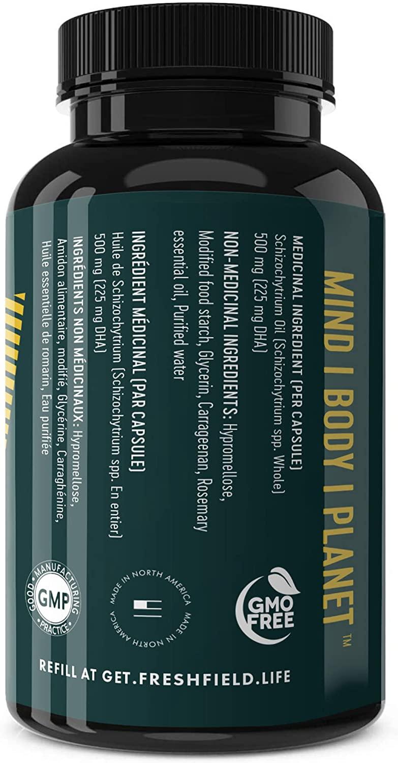 Freshfield Vegan Omega 3 DHA Supplement Premium Algae Oil 2 Month