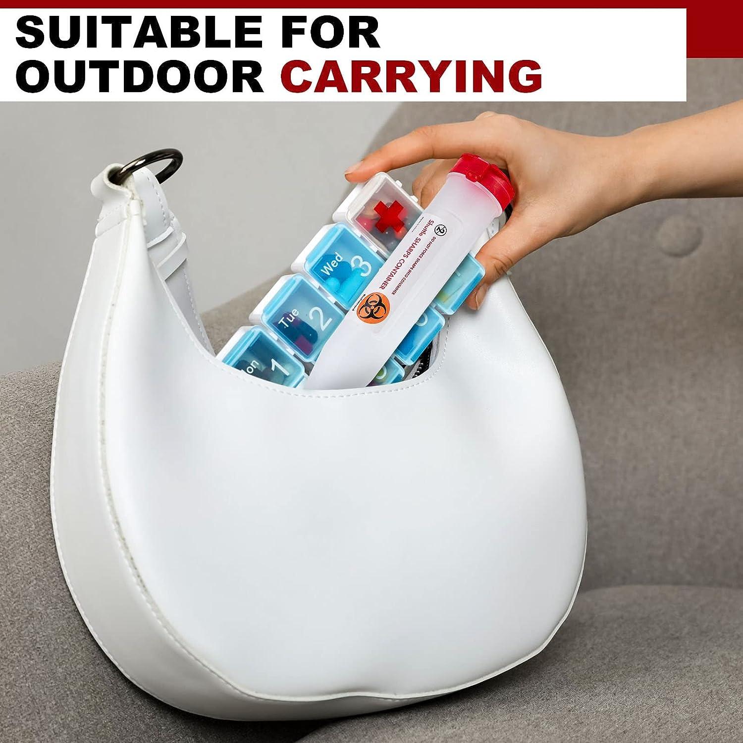 Travel Sharps Container with Locking Mechanism 24 Pack Small Sharps