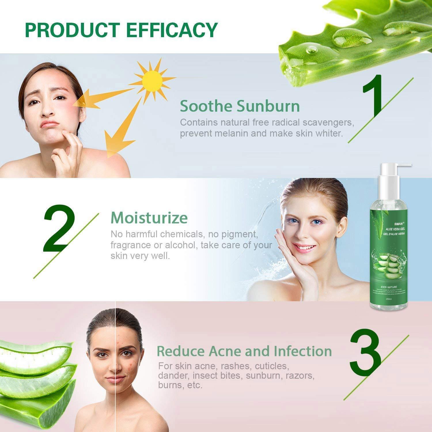 100% Organic Aloe Vera Gel for Face Hair & Body - Soothing Moisturizer for  Dry Skin & Sunburn | 250ml | Buy Now with Express International Delivery |  GoSupps.com