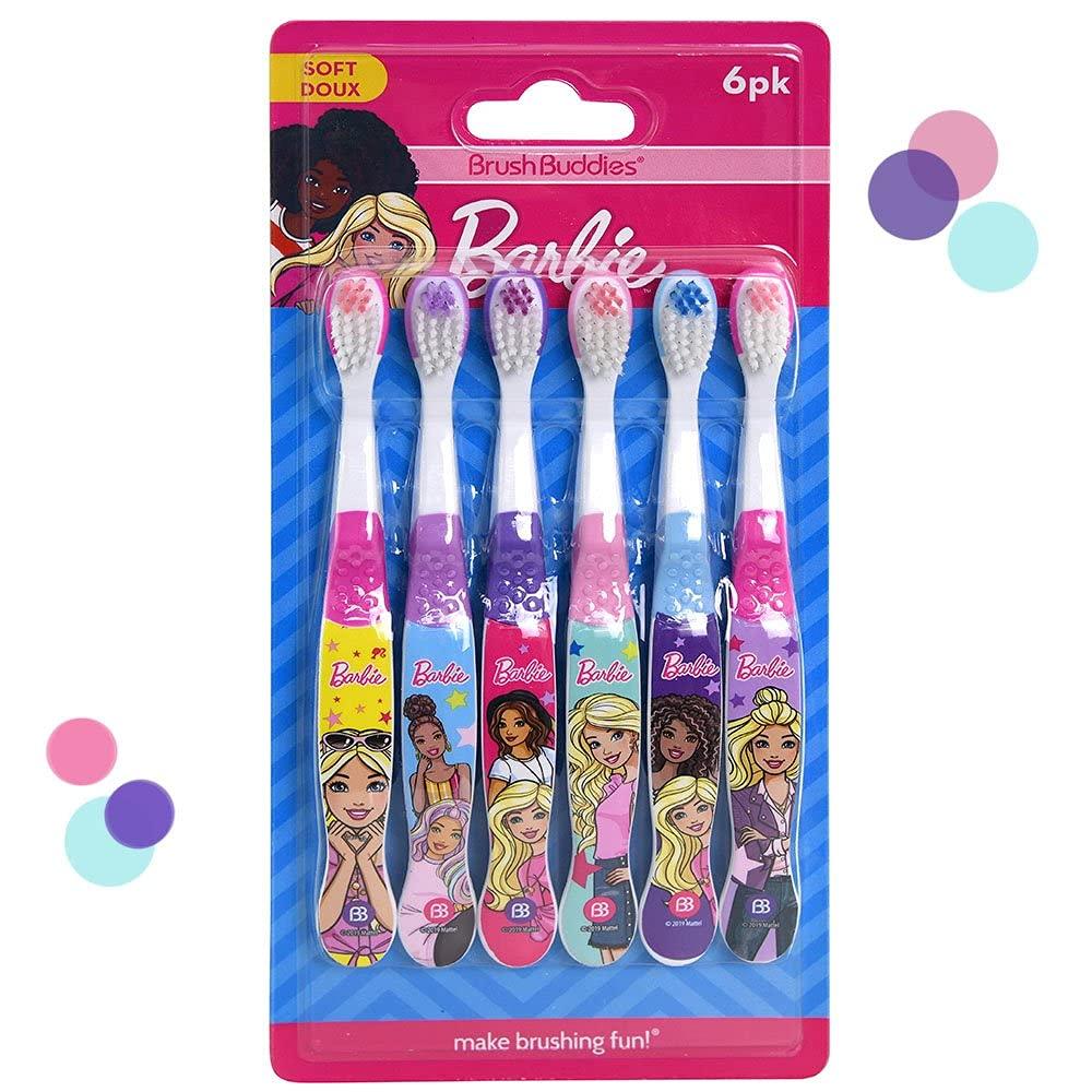 Brush Buddies 6 Pack Barbie Toothbrushes for Kids, Children's