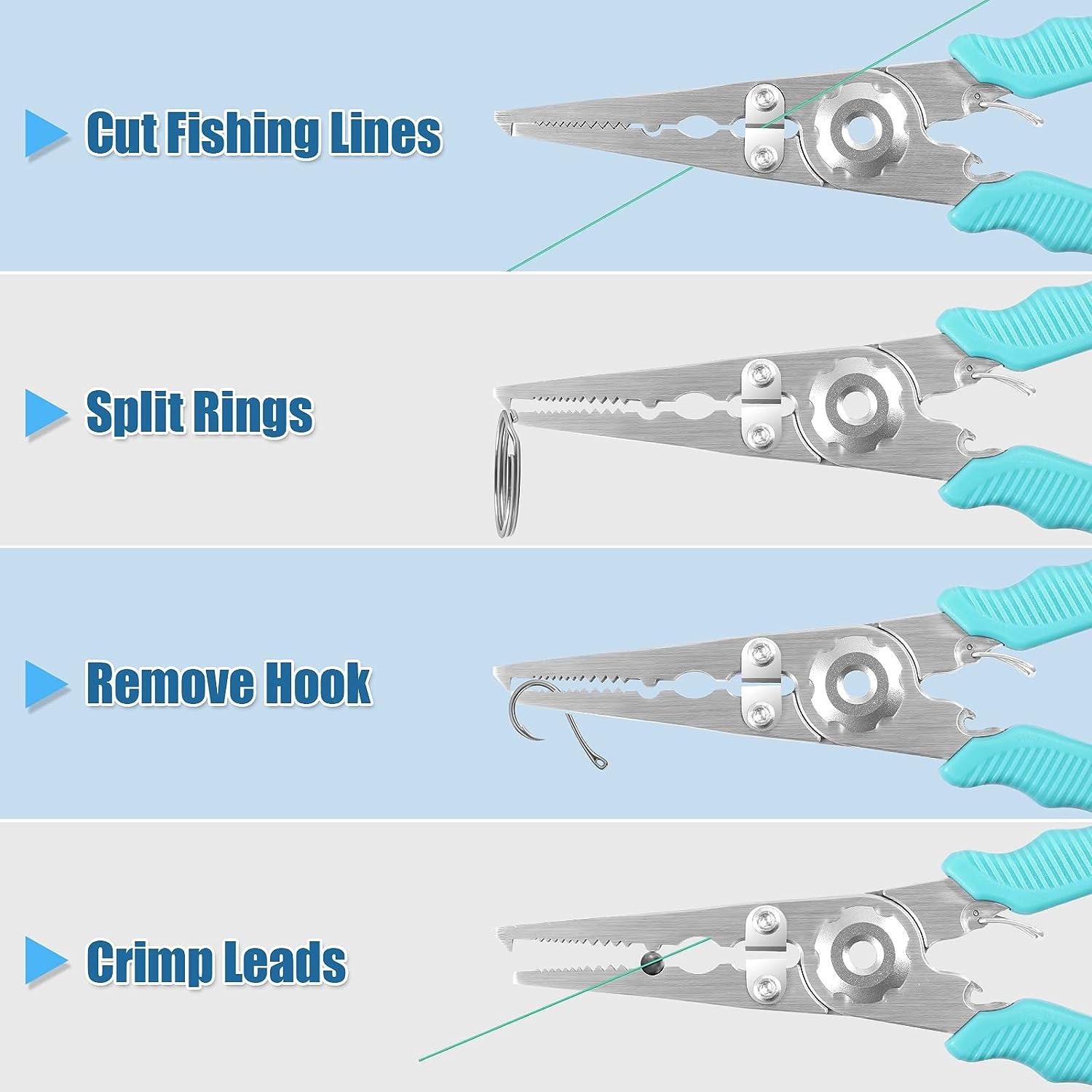 Rakiyada 7.5 Inch Fishing Pliers Saltwater, Multi-Functional Fishing Gear  as Split Ring Plier Line Cutter Hook Remover, Ice Fishing, Fly Fishing Tools,  Fishing Gifts for Men