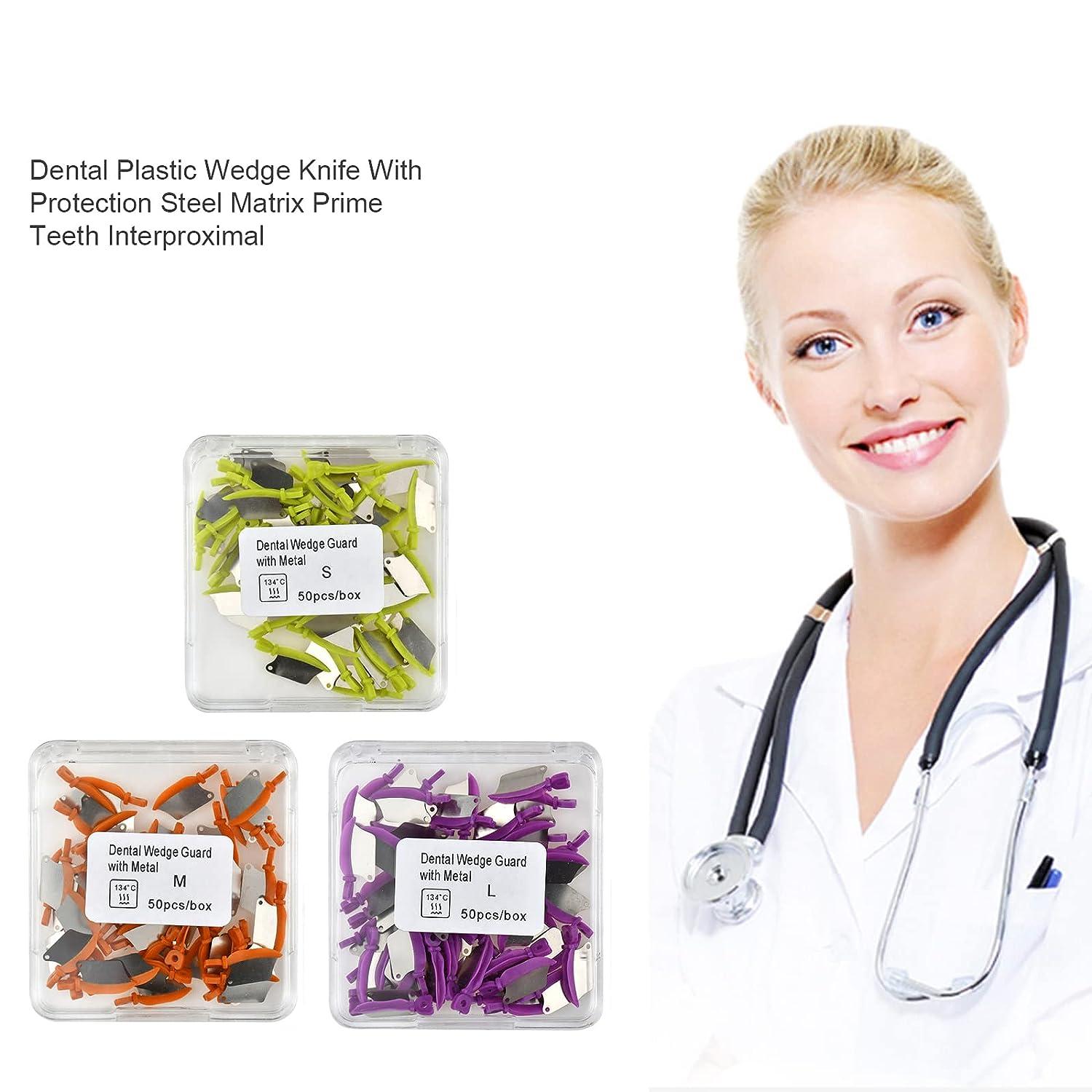 DAMUZHI Orthodontic Matrix Wedges Interproximal Wedge Guard with Metal Plastic Knife 3 Boxes