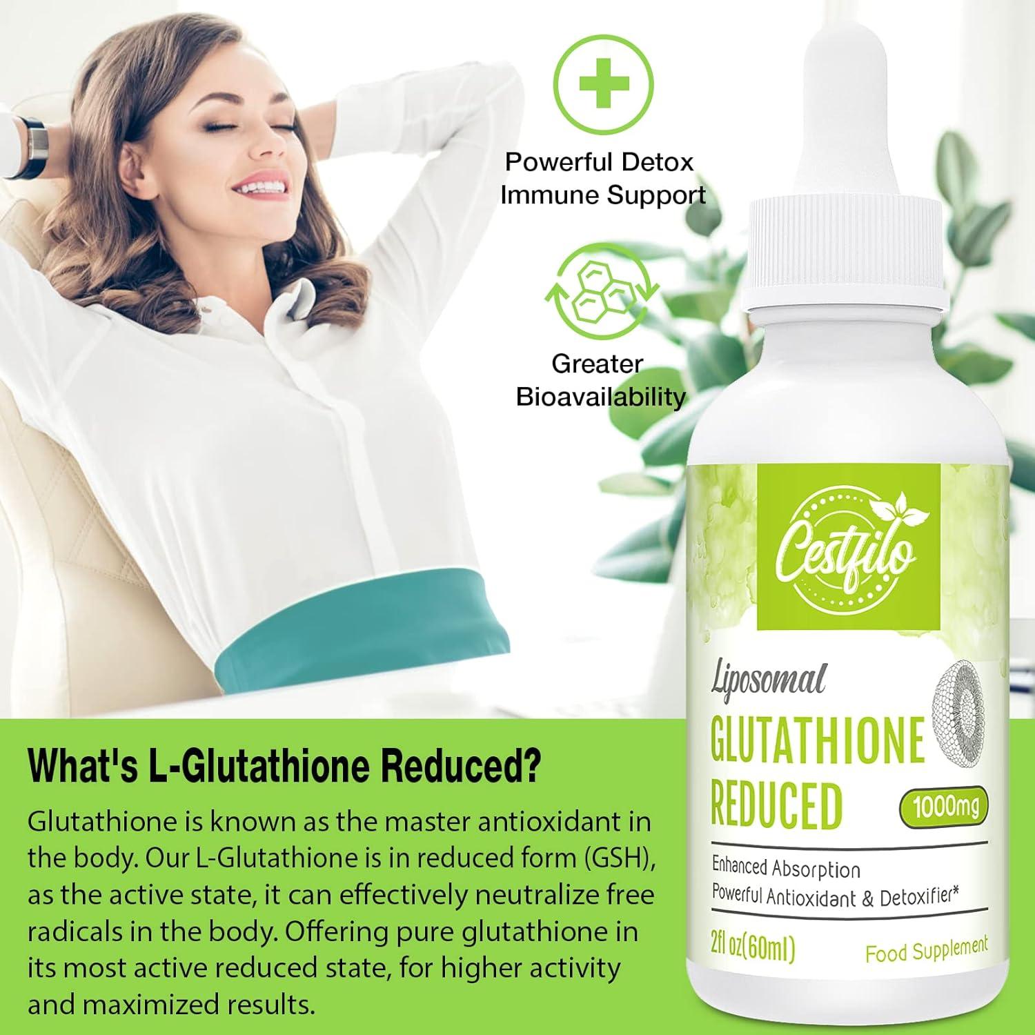 l glutathione liquid Cestfilo Liposomal Glutathione 1000 mg - High Absorption L-Glutathione  Liquid Powerful Antioxidant for Immune Support - Pack of 4 (60 ml) | Buy  Now with Express International Delivery