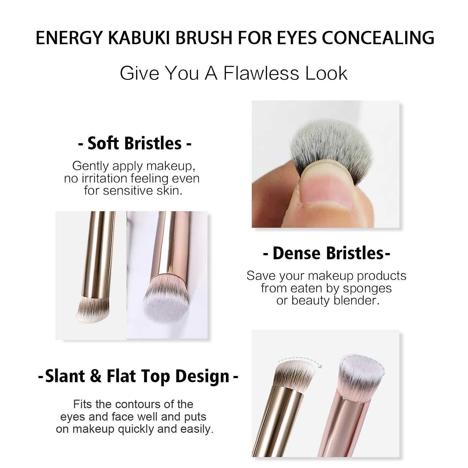 ENERGY Kabuki Brushes Set Mini Flat Top Kabuki Brush and Slant Concealer Brush Under Eye for