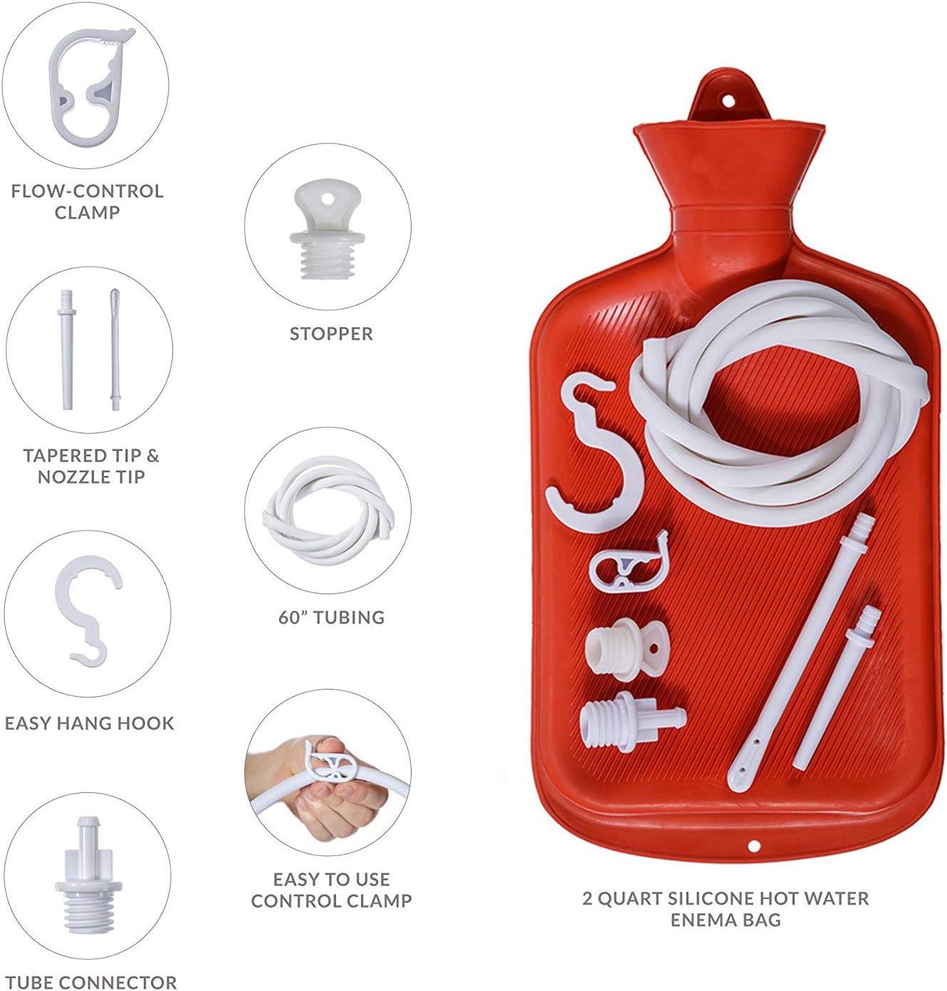 Rubber Douche / Enema Bag, Hot Water Bottle Combination System Kit for