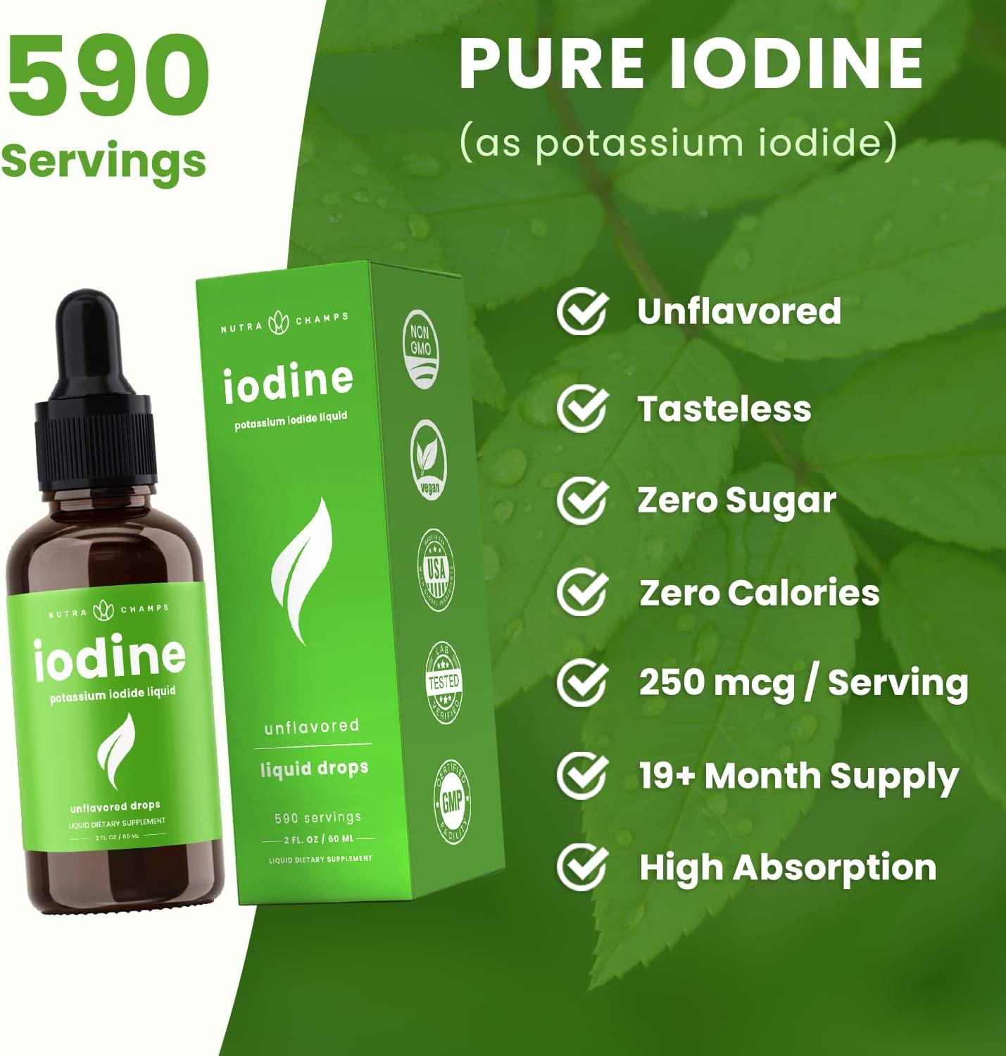 Iodine Drops Vegan Liquid Supplement for Thyroid Health & Hormone