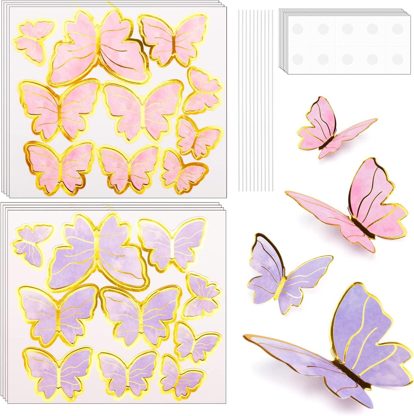 Gold 3D Butterfly Cupcake Toppers 81Piece Happy Birthday Cake