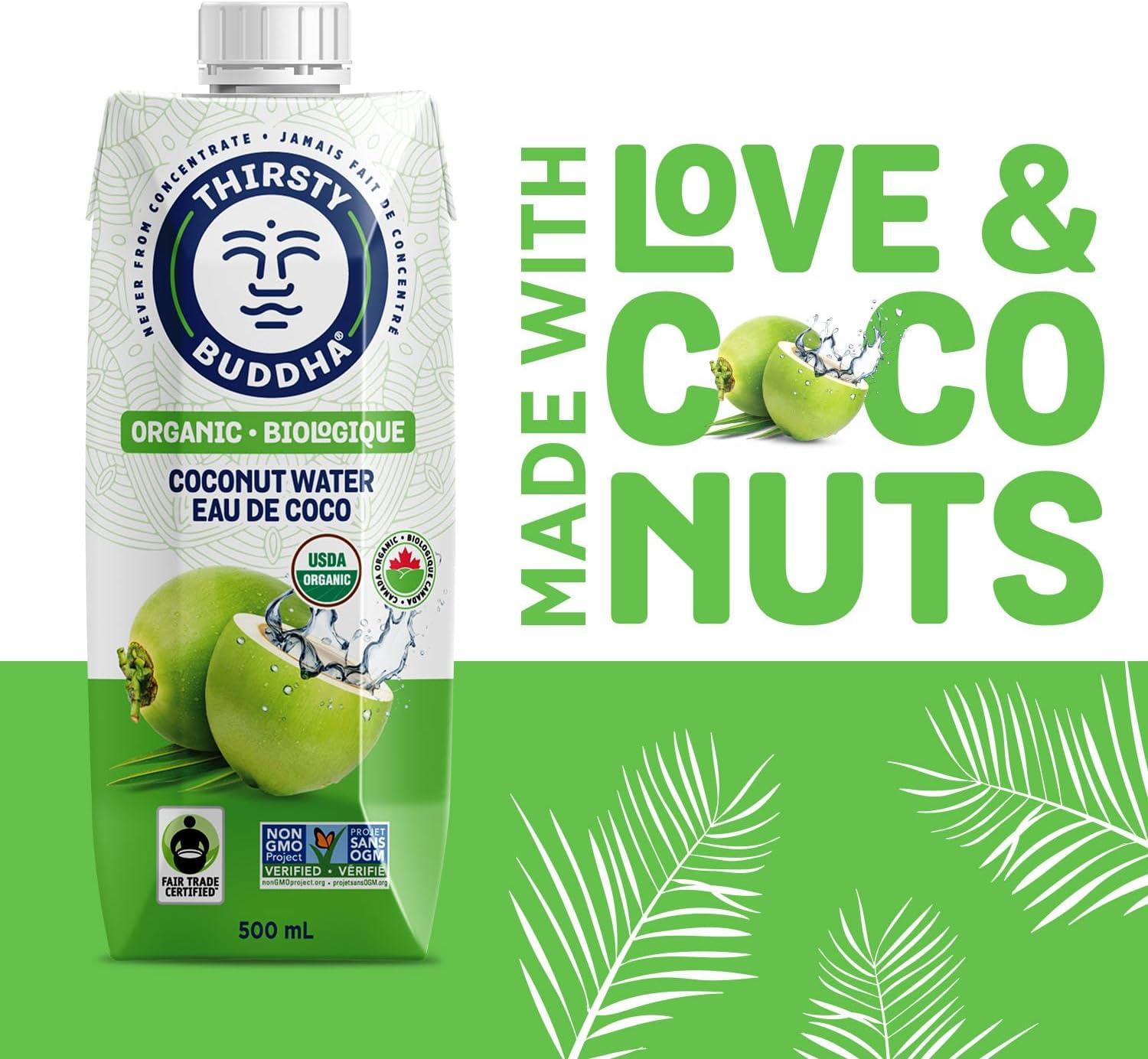 THIRSTY BUDDHA Coconut Water - Pure Coconut Water- Premium Coconut Water-  Organic Coconut Water- Fair Trade Certified