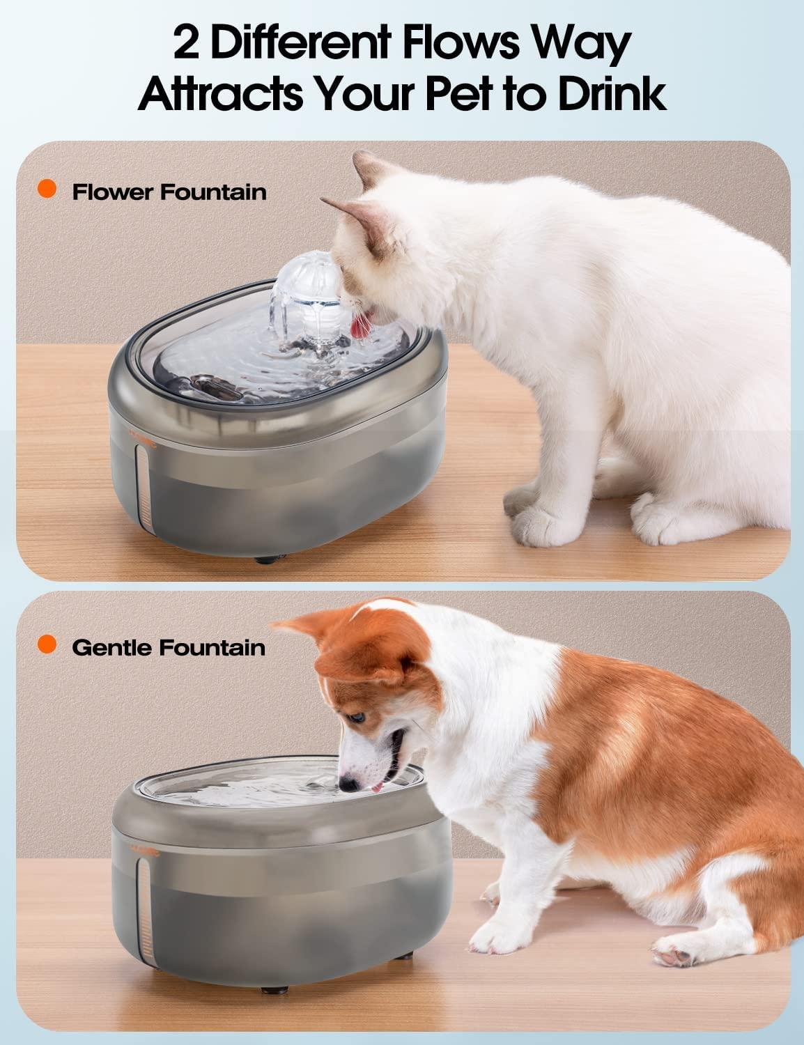 WOPET Cat Water Fountain, 67oz/2L Automatic Cat Water Dispenser Pet Water Fountain, W300 Silent