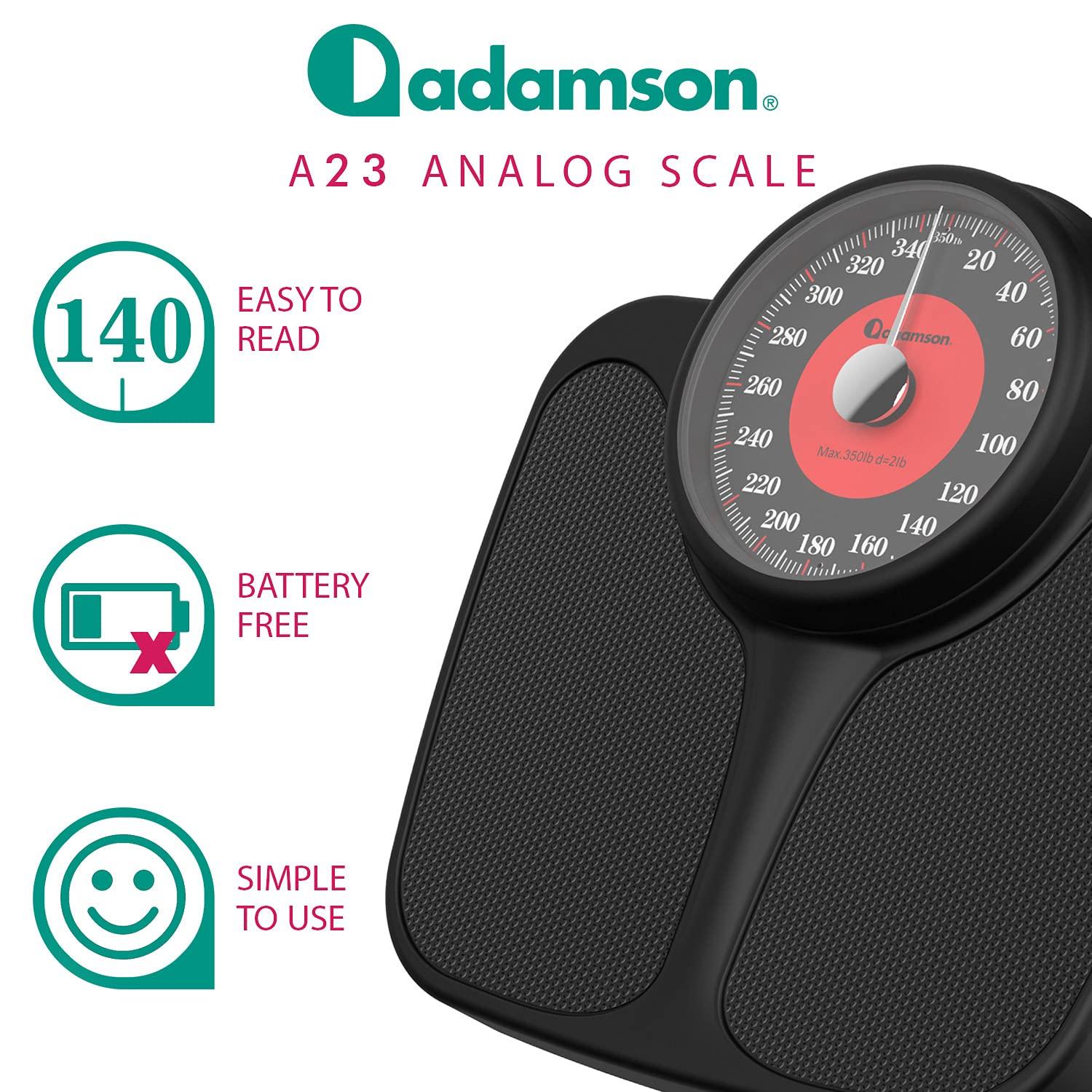 Certified Used Adamson A27 Scale for Body Weight - Up to 350 lb, Anti-Skid  Rubber Surface, Extra Large Numbers, Analog Precision Bathroom Scale, No  Batteries Required 