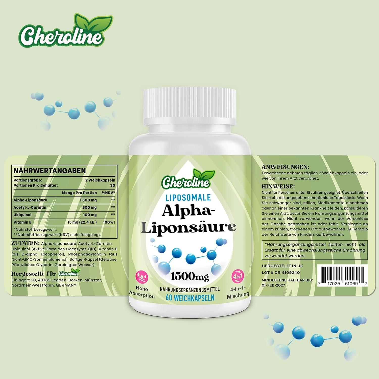 Cheroline Liposomal Alpha Lipoic Acid 1500 mg Soft Capsules
