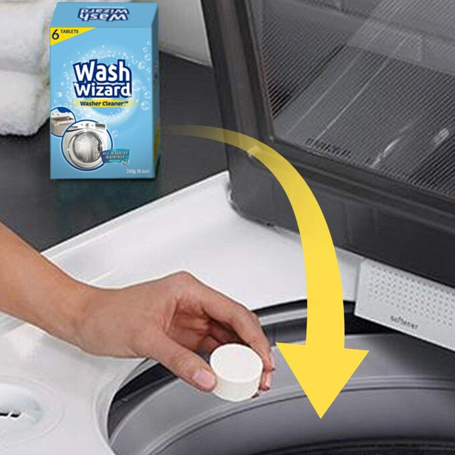 WASH WIZARD Washing Machine Cleaner White 6 Tablets, Cleans Front