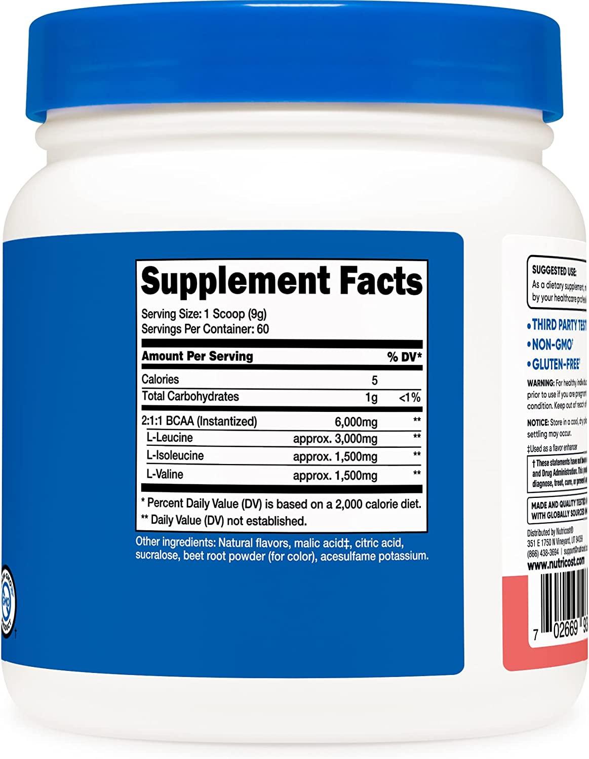 Nutricost BCAA Powder 211 (Watermelon) 60 Servings