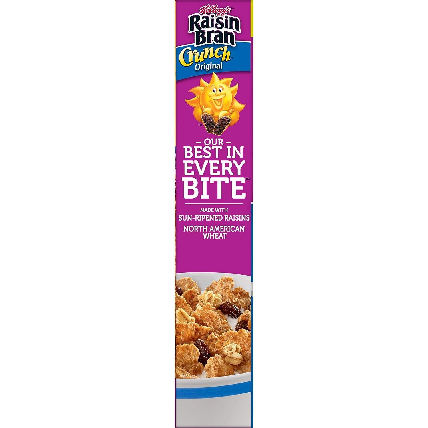 Kellogg's Raisin Bran Crunch Cold Breakfast Cereal, Fiber Cereal, Heart