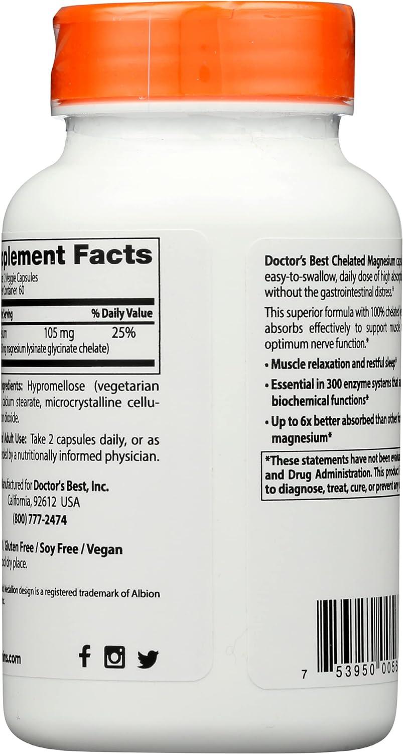 Doctor's Best High Absorption Magnesium Glycinate Lysinate 100
