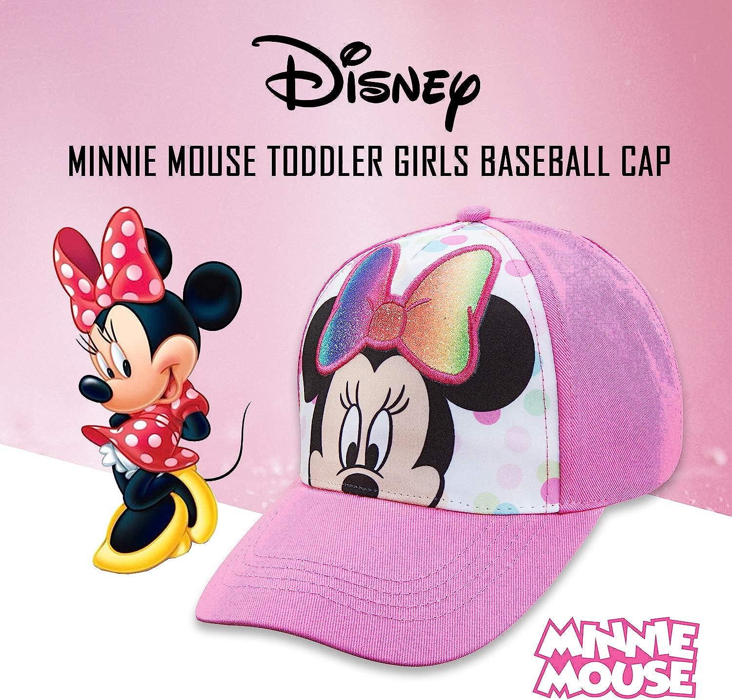 Disney Minnie Mouse Toddler Girls Pink Baseball Cap - Ages 2-4 Years -  Adjustable Velcro Closure (Pink/White)