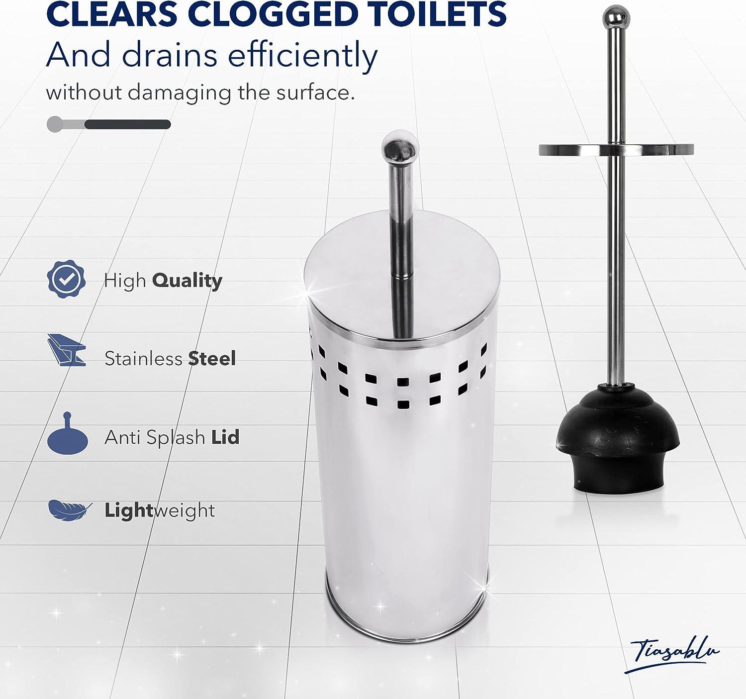 Tiasablu Plunger with Concealed Holder Heavy Duty Plunger for Toilet, Plungers for Bathroom