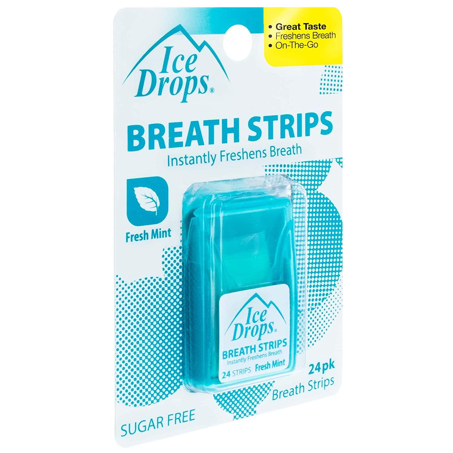 24 Packs Ice Drops Breath Strips SugarFree Fresh Mint Flavor (576